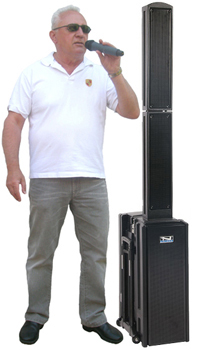 Beacon with wireless microphone